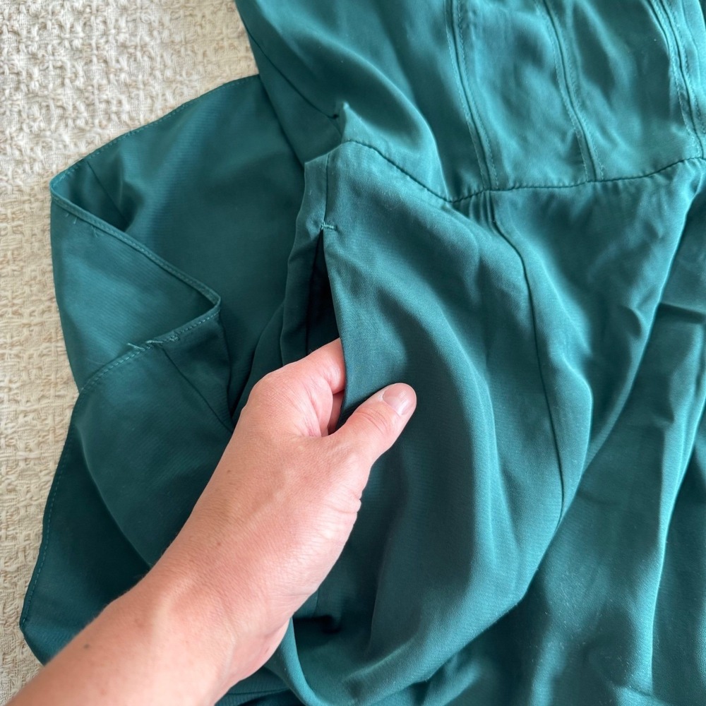 Abercrombie & Fitch Emerald Green Puff Sleeve Corset Mini Dress Coquette Small - Picture 5 of 9